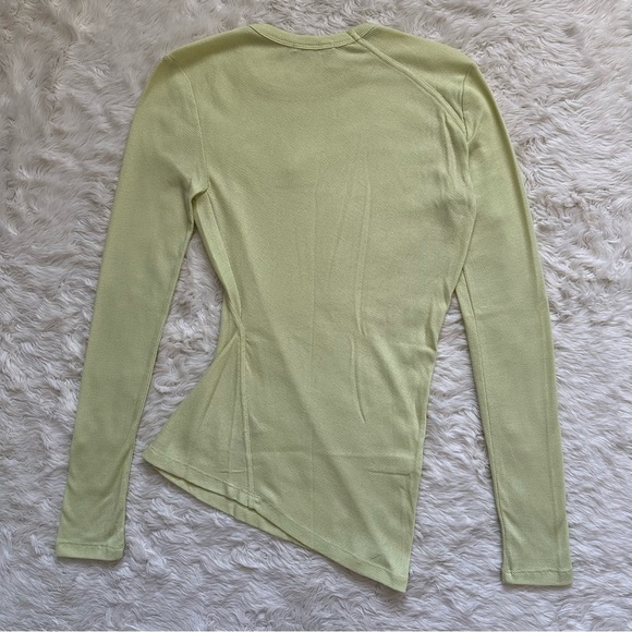 T Alexander Wang Top Asymmetrical Crewneck Long Sleeve Tee Mesh Neon Yellow S - Picture 4 of 11